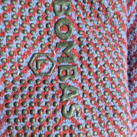 Bombas Merino Gripper Slippers Large Mens 10-12.5 Womens 12-14 Maroon Blue - Picture 7 of 9